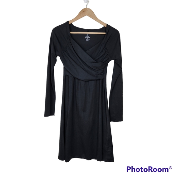 Prana Dresses & Skirts - Prana Black Tally Crossover Wrap Long Sleeve Dress Sz S Hidden Pocket
